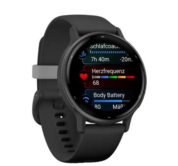 Garmin Vivoactive smartwatch displaying coobi metrics